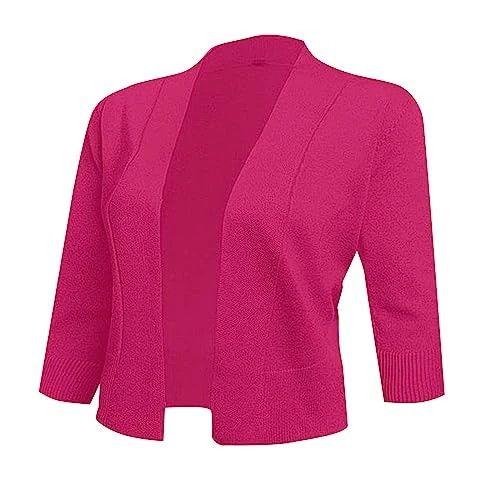 Elegant Cardigans Women's Knitwear Solid Colour Elegant Simple Versatile Short Coat Ladies Cardigan Ladies Rust Red, Hot Pink, XXL