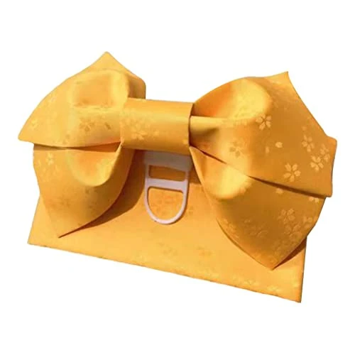 Elegant Japanese Bow Waist Belt for Women, Yellow