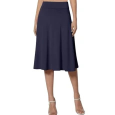 Elegant Midi Skirts Lightweight Cotton with Elastic Waist Women's Skirt Loose A Line Flowing Long Pockets Comfortable Spring and Summer Tummy Control Elegant Casual Skirt Outdoor Skirt, navy, XL