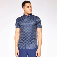 Eleven Degrees Print Polo - True Navy / Golf Grey Eleven Degrees Print Polo - True Navy / Golf Grey