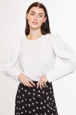Elif Statement Long Sleeve Blouse - White