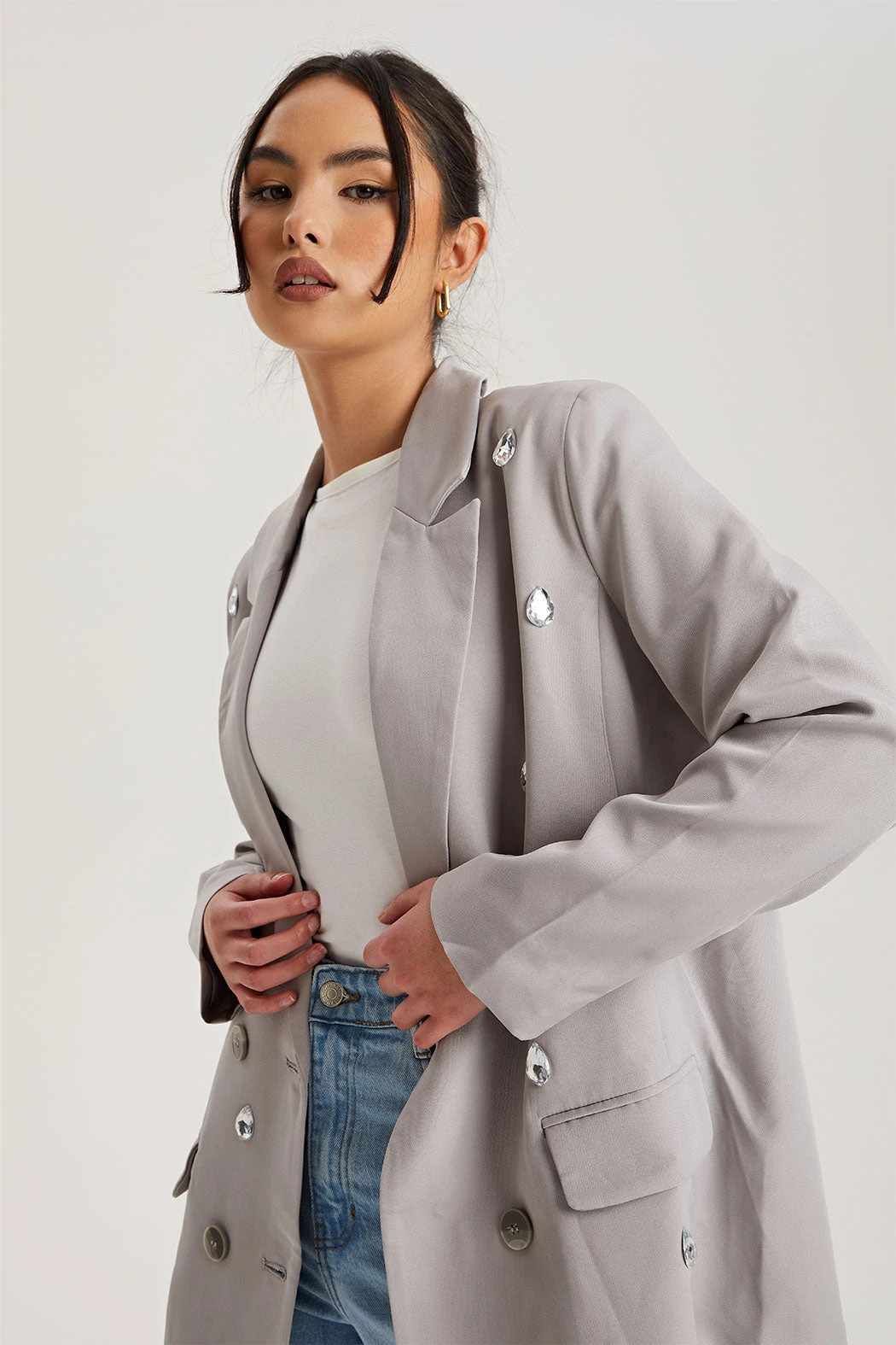 Embellished Blazer Grey /