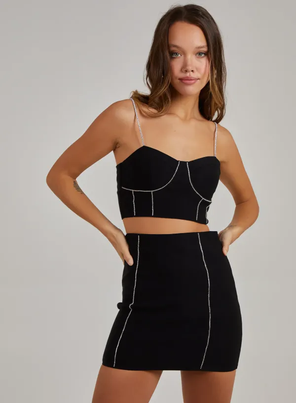 Embellished Corset Bralette Black