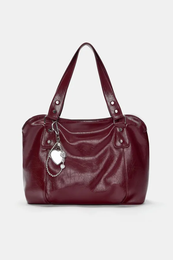 Embellished Tote Bag - Burgundy