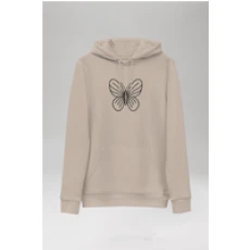 Embroidered Butterfly Hoodie Desert Dust S Hoodie Tops Unisex Genderless Sustainable