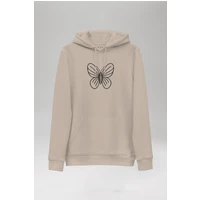 Embroidered Butterfly Hoodie Desert Dust S Hoodie Tops Unisex Genderless Sustainable