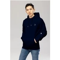 Embroidered Logo Hoodie Navy 4XL Hoodie Tops Unisex Genderless Sustainable