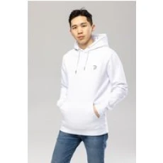 Embroidered Logo Hoodie White XL Hoodie Tops Unisex Genderless Sustainable