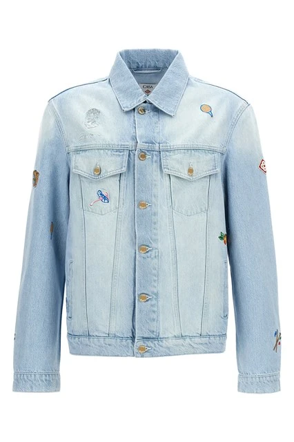 Embroidered Motif jacket Light Blue Size