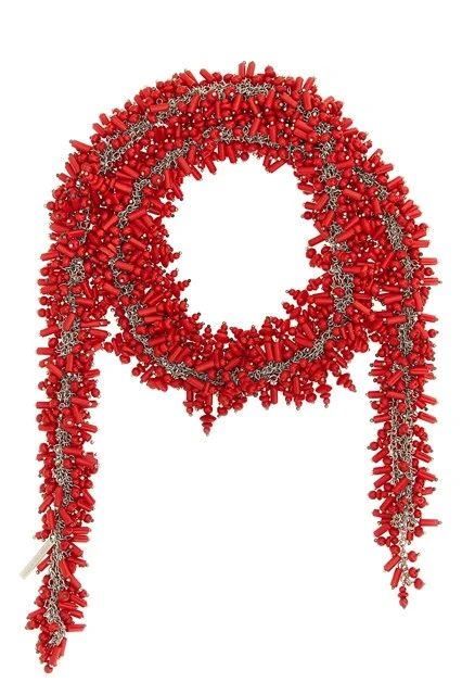 Embroidered Scarf necklace Red Size U