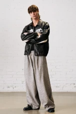 Embroidered Stwd Leather Jacket - Black