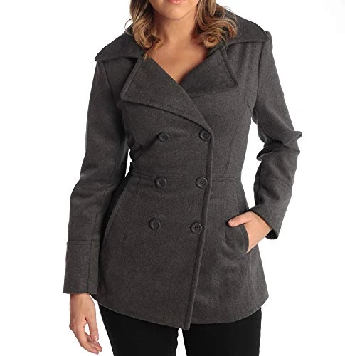 Emma Womens Peacoat Double Breasted Overcoat 3/4 Length Wool Blazer Gray XL