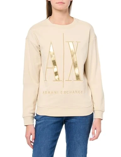 Emporio Armani Women's A|x Icon Pullover Crewneck Sweatshirt, Dusty Ground, S