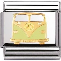 Enamel Camper Van Charm - Stainless Steel