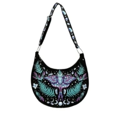 Enchanted Forest Hobo Bag Magic Gem Velvet Witchcraft Moth Embroidery