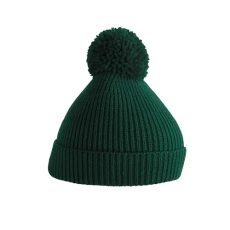 Engineered Knit Ribbed Pom Pom Beanie - Bottle Green Engineered Knit Ribbed Pom Pom Beanie - Bottle Green