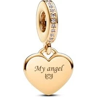 Engraving Heart Drop Charm - Gold