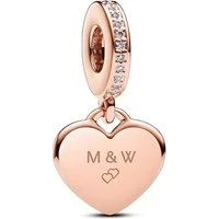 Engraving Heart Drop Charm - Rose Gold