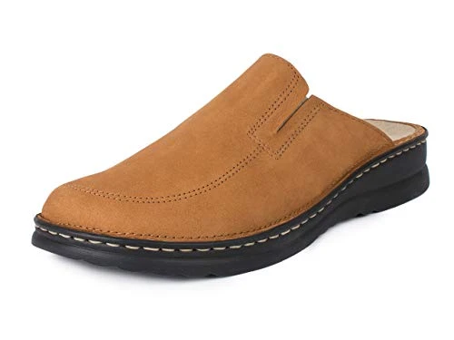 Ergo 04 men's clog, leather all around, exchangeable footbed, softly padded (brown, uk_footwear_size