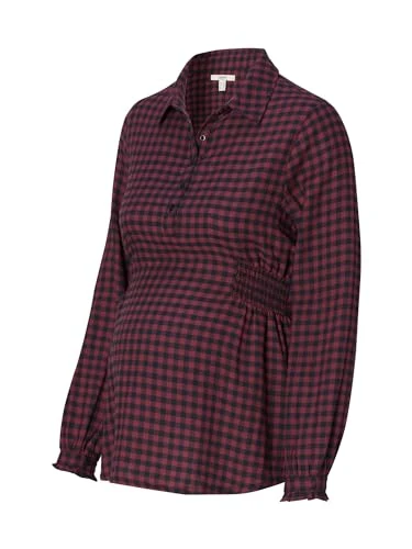 ESPRIT Women's Blouse Nursing Long Sleeve Check, Plum Red-606, 10