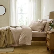 Essential Tied Hem Double Duvet Cover Stone - Beige