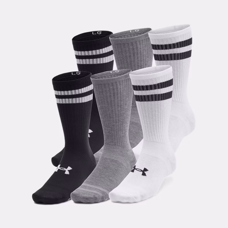 Essential Unisex 6-Pack Crew Socks White / White / Black L