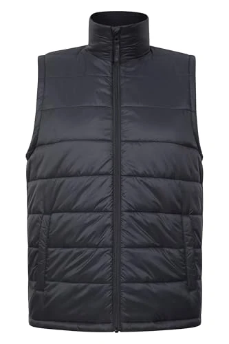 Essentials Mens Padded Gilet - Water-resistant Sleeveless Jacket with Padded Insulation & Central zip - For Autumn Winter, Camping & Outdoors Black XL