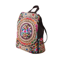 Ethnic Backpack Women Flower Handbag Shoulder Bag