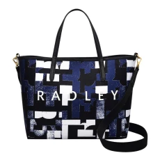 Evenfall Southwell Gardens-Abstract Geo Medium Open Top Grab Bag - Navy