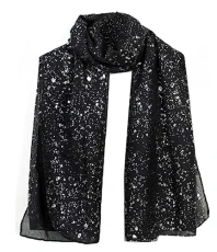 Evening Wrap Stole Shawl For Wedding, Bridesmaid, Parties, Prom Scarf (Silver Sparkle Black)