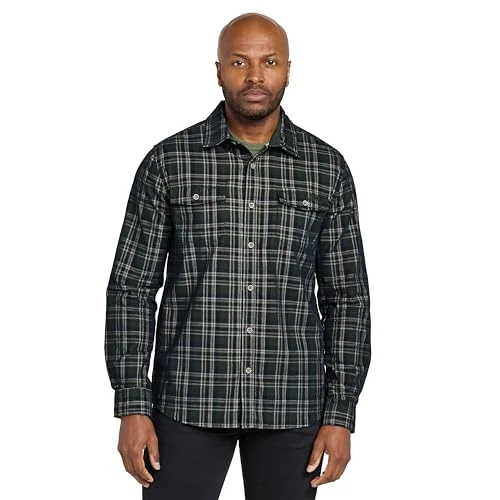 Everman Long Sleeve Cord Check Shirt Fir Green Size S