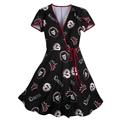 Evil Queen Wrap Dress for Women Black - Black - X-Small