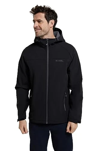 Exodus Mens Softshell Jacket - Breathable & Water Resistant Rain Coat with Adjust