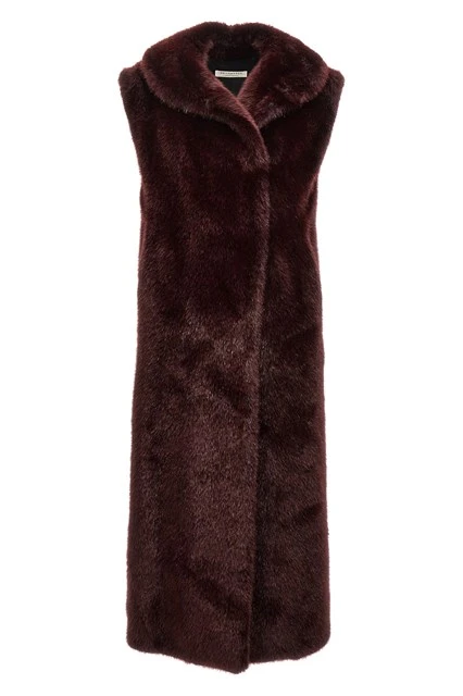 Extra long faux fur vest Bordeaux Size