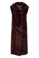 Extra long faux fur vest Bordeaux Size