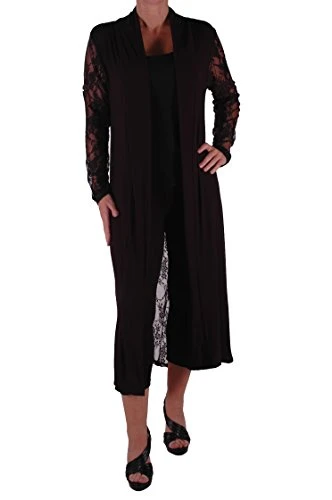 EyeCatch - Ariana Ladies Open Cardi Womens Lace Back Plus Size Cardigan Black Size 24-26