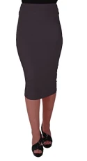 EyeCatch - Bronwen Ladies Jersey Bodycon Stretch Tube Midi Womens Pencil Skirt Black S/M