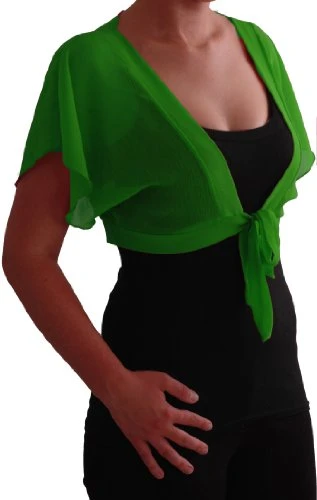 EyeCatch - Dixie Womens Crepe Short Bolero Shrug Wrap Cardi One Size Jade Green