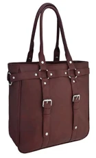 Eyecatch - Harper Womens Vintage Style Faux Leather Tote Handbag Shoulder Bag Dark Red Eyecatch - Harper Womens Vintage Style Faux Leather Tote Handbag Shoulder Bag Dark Red