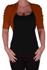 EyeCatch - Kara Short Sleeve Knitted Bolero Shrug One Size Rust