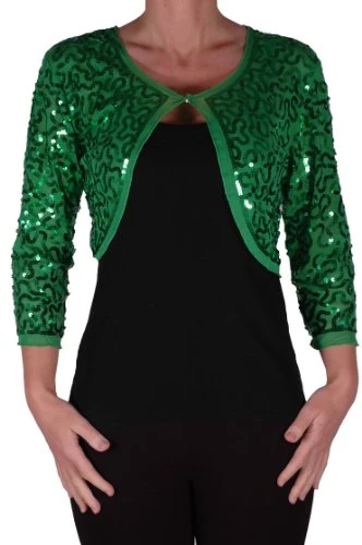 EyeCatch - Scarlett Sequin Chiffon Long Sleeve Top Bolero Shrug Cardigan