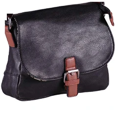 Eyecatch - Tara Ladies Faux Leather Cross BodyBag Shoulder Bag Handbag Black Eyecatch - Tara Ladies Faux Leather Cross BodyBag Shoulder Bag Handbag Black