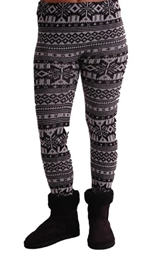 EyeCatch TM - Womens Nordic Style Cozy Warm Sweater Knit Leggings One Size Black