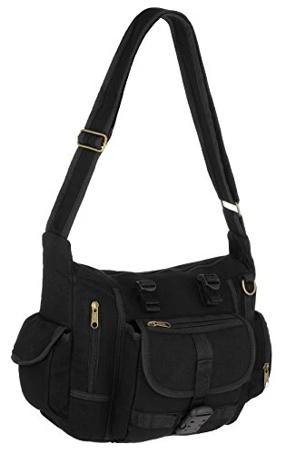 EyeCatchBags New York Cross Body Messenger Canvas Shoulder Bag Black