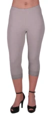 EyeCatchClothing - Crop Leg Pull on Womens Leggings with Lace Detail Grey S/M EyeCatchClothing - Crop Leg Pull on Womens Leggings with Lace Detail Grey S/M