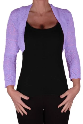 EyeCatchClothing - Lilly Crochet Knit Shrug Lilac