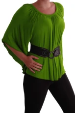 EyeCatchClothing - Misha Womens Batwing Kimono Top with Belt Jade Green M/L