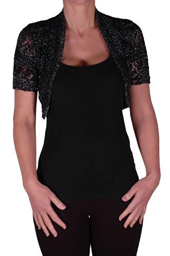 EyeCatchKnitwear - Erin Lurex One Size Bolero Knit Shrug Black