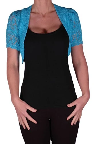 EyeCatchKnitwear - Erin Lurex One Size Bolero Knit Shrug Turquoise