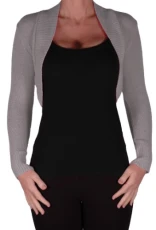 EyeCatchKnitwear - Lara Long Sleeve Knitted Bolero Shrug One Size Grey